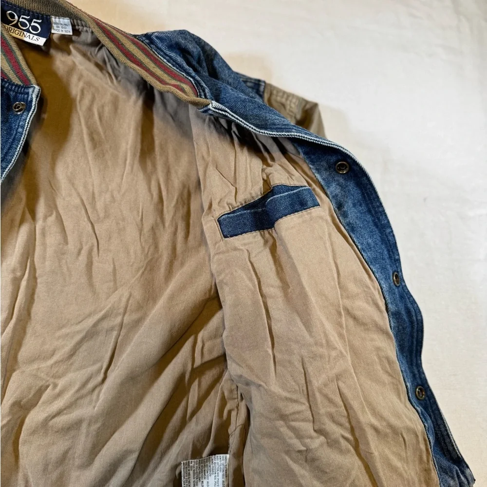 Rare Vintage 955 Originals Denim and Tan Varsity Jacket - Picture 6 of 12